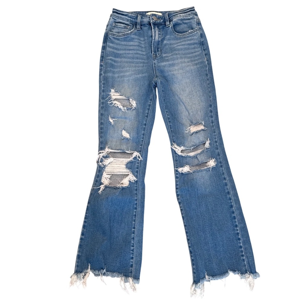 Jelly Jeans Los Angeles High Rise Distressed Flare Jeans Medium Wash Size 26